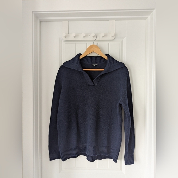 Talbots Sweaters - Talbot's Cotton Navy Sweater Size Large (Petite)